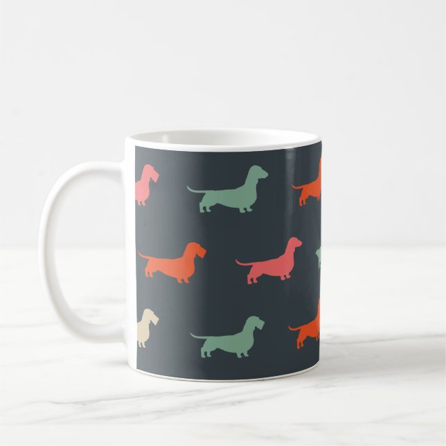 Taza De Café Dachshund Silhouettes Wiener Dog Lover's (Izquierda)