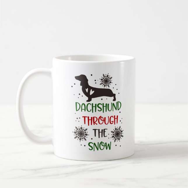 Taza De Café Dachshund Through The Snow Funny Dog Xmas (Izquierda)