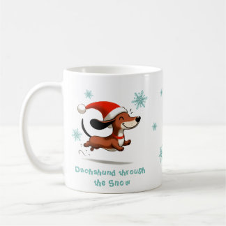 Taza De Café Dachshund through the Snow puppy dog Christmas