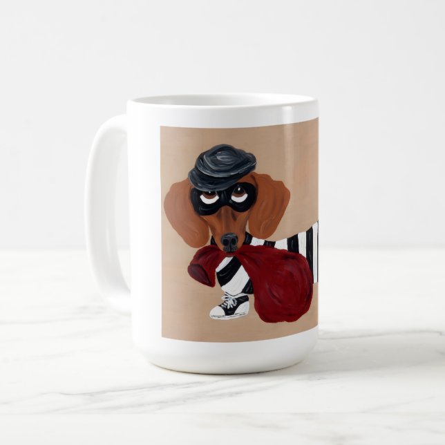 Taza De Café Dachshund Treat Thief Burglar (Anverso izquierdo)