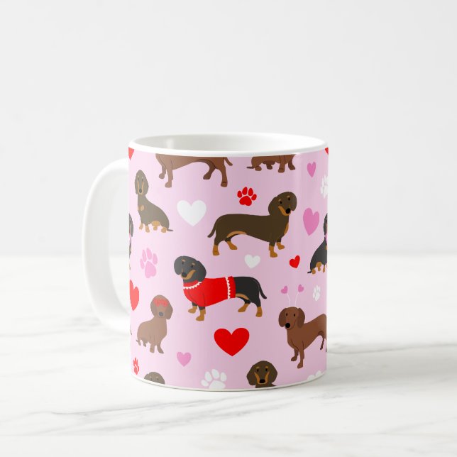 Taza De Café Dachshund Valentine (Anverso izquierdo)