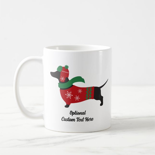 Taza De Café Dachshund viste café suéter de invierno Mug (Izquierda)