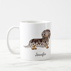 Taza De Café Dachshund y nombre de chocolate y tan palo de pelo