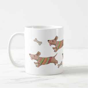 Taza De Café Dachshunds caídos Perros de salchicha corriendo