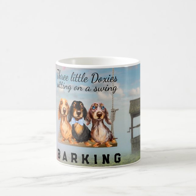 Taza De Café Dachshunds de pelo largo Swinging Mug (Centro)