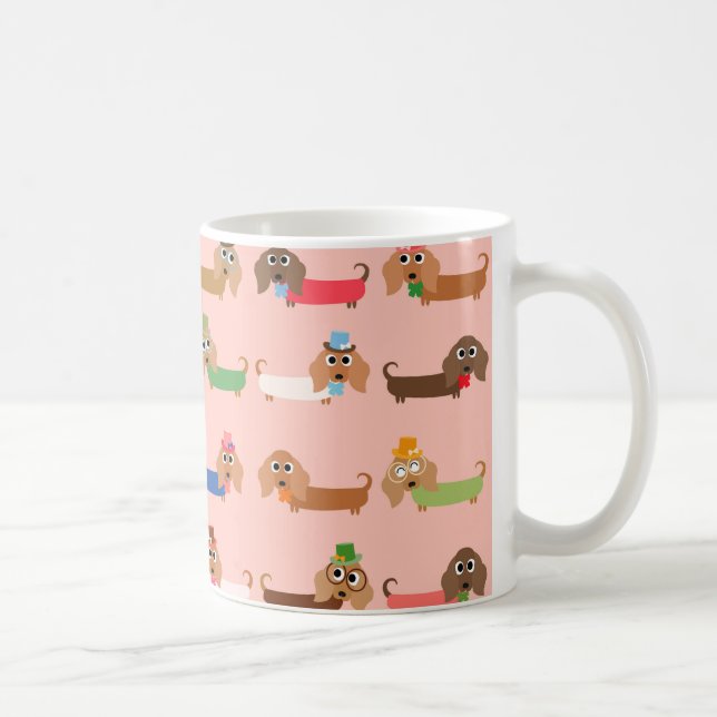 Taza De Café Dachshunds divertidos (Derecha)