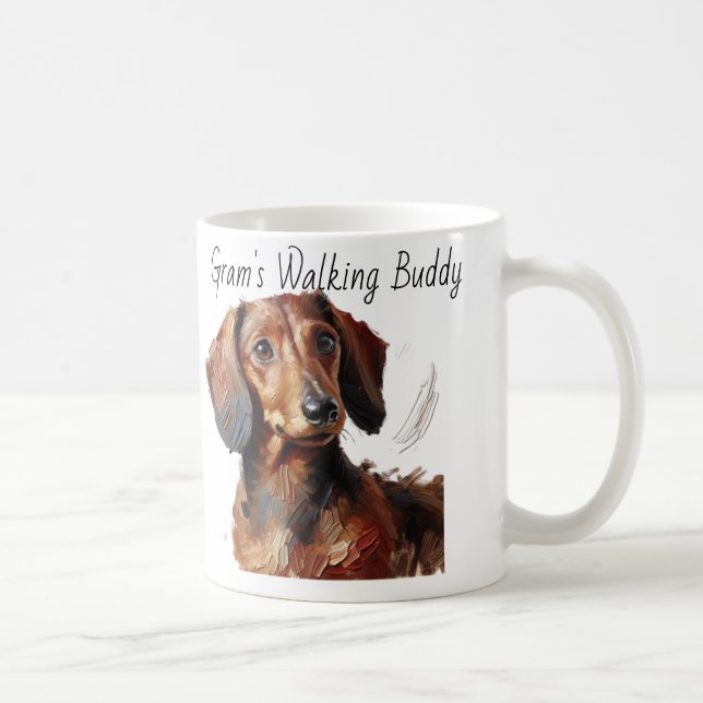 Taza De Café Dachshunds/ el amigo caminante moderno de Gram (Derecha)