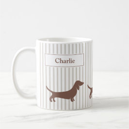 Taza De Café Dachshunds marrones en el nombre personalizado de 