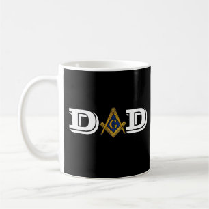 Taza De Café DAD de brújula masónica negra y blanca