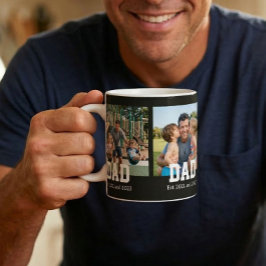 Taza De Café Dad Est. Bold Black Font 3 Photo Fathers Day Gift