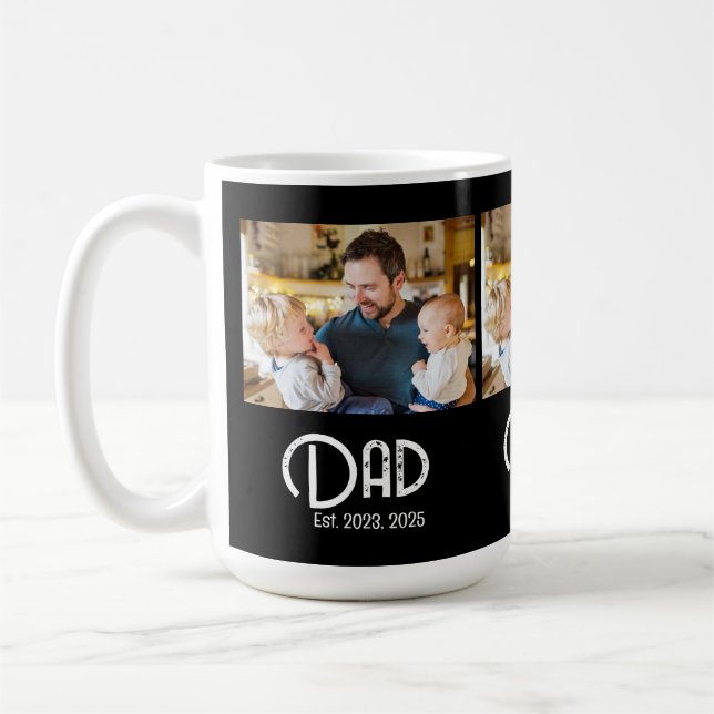 Taza De Café Dad Established 3 Photo Grunge Text (Izquierda)