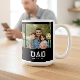 Taza De Café Dad Established Black Photo Modern Typography Gift