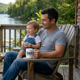 Taza De Café Dad Established Bold Black Text White