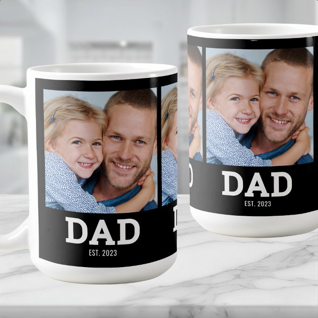 Taza De Café Dad Established Modern Black 3 Photo (Subido por el creador)