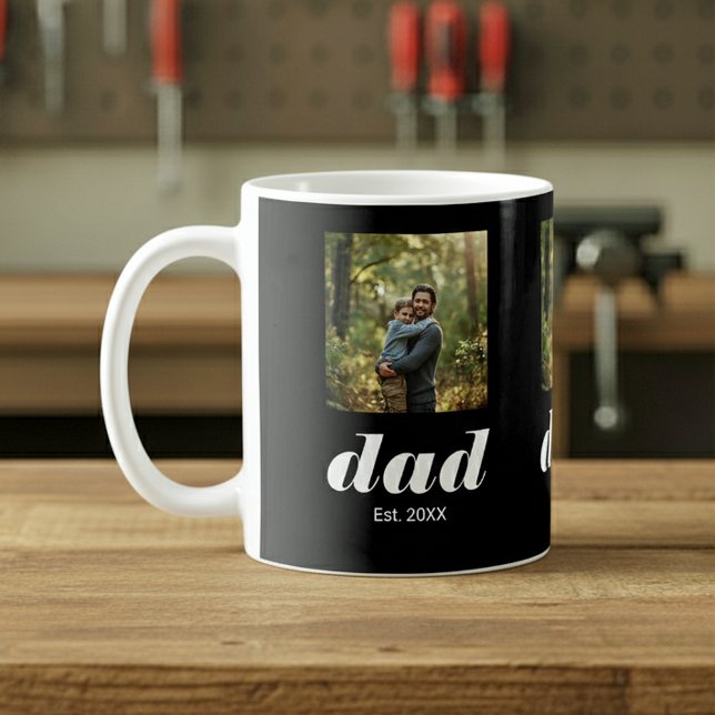 Taza De Café Dad Established Photo Father's Day (Subido por el creador)