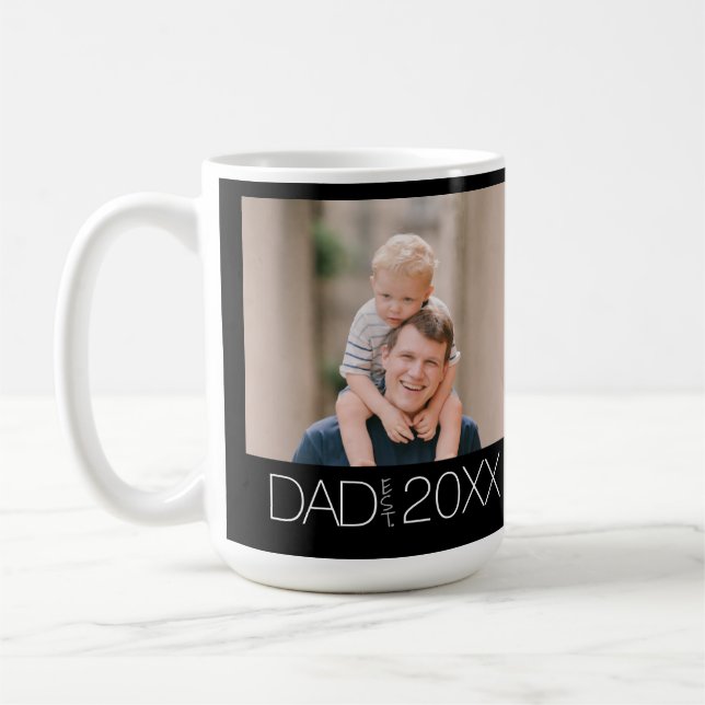 Taza De Café Dad Established Photo Modern (Izquierda)
