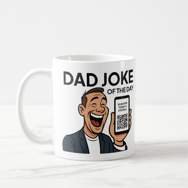 Taza De Café Dad Joke Mug with Daily QR Code – Endless Dad Joke (Izquierda)