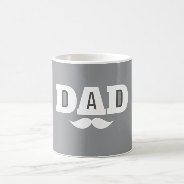 Taza De Café Dad  Mustache Mug Grey and White (Centro)