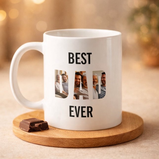 Taza De Café Dad Photo Collage Cutout father's Day Birthday (Subido por el creador)