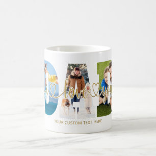 Taza De Café DAD Te Amo 5 Collages de fotos Script Hearts Gold