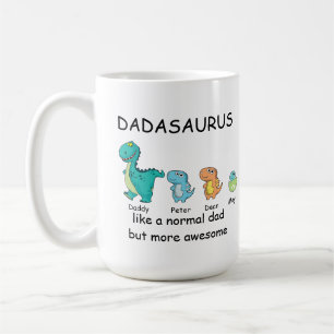Taza De Café Dadasauro personalizado de hasta 3 niños Coffee Mu