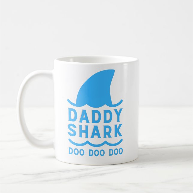 Taza De Café Daddy Shark, Funny Daddy Shark Doo Doo Doo, Coffee (Izquierda)