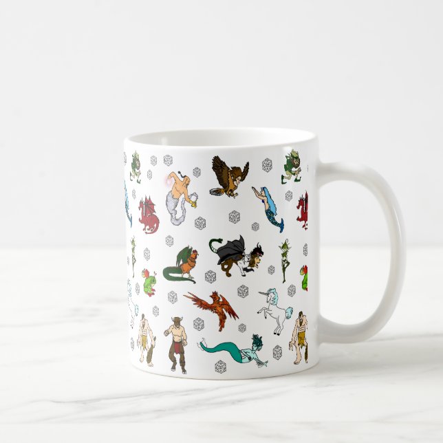 Taza De Café Dados de la mazmorra y de los dragones y criaturas (Derecha)