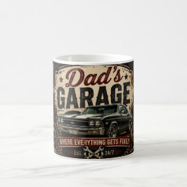 Taza de café Dad's Garage para automóvil clásico y
