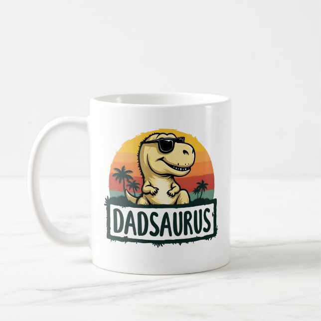 Taza De Café Dadsaurus Dinosaur Papa Dad Saurus Día del Padre (Izquierda)