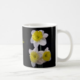 Taza De Café Daffodil amarillo y blanco