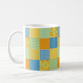 Taza De Café Daffodils Coffee Mug: Faux-Patchwork estilo país
