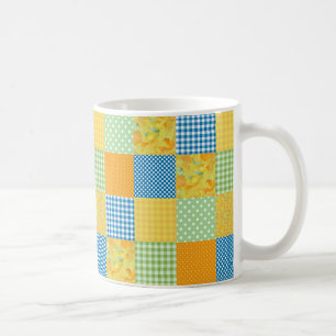 Taza De Café Daffodils Coffee Mug: Faux-Patchwork estilo país