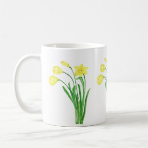 Taza De Café Daffodils Watercoloración Amarilla Floral Primaver