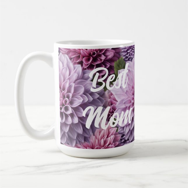Taza De Café Dahlia Flowers AI Art Design Best Mom (Izquierda)