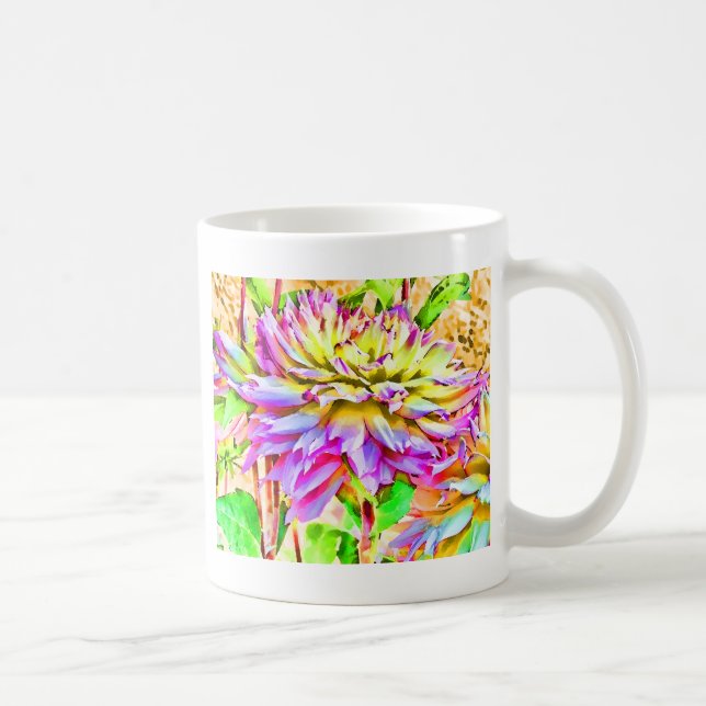 Taza De Café Dahlia Gift de acuarela digital (Derecha)