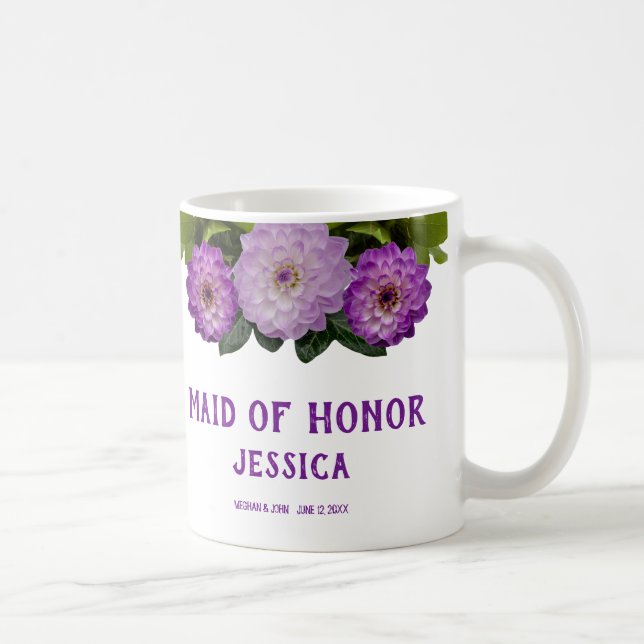 Taza De Café Dahlia Purple Lavender Lilac doncella de honor (Derecha)