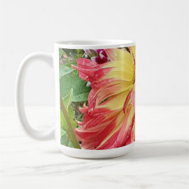 Taza De Café Dahlia rosa y amarilla