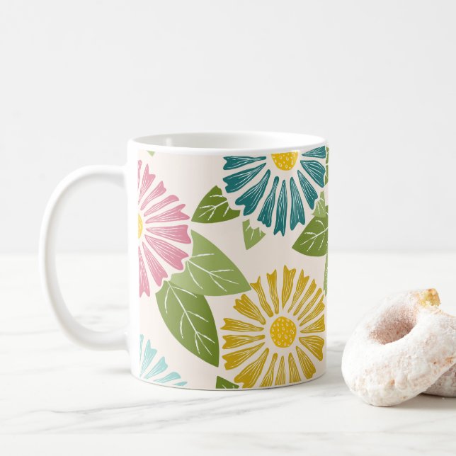 Taza De Café Daisidades de impresión de bloques retro (Con donut)