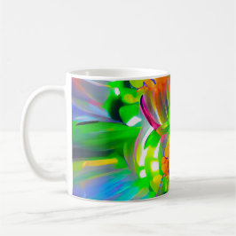 Taza De Café Daisies abstractos neones con colores vivos