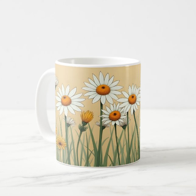 Taza De Café Daisies blancos dulces (Anverso izquierdo)