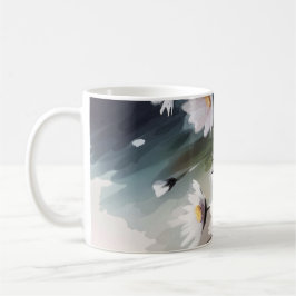 Taza De Café Daisies de color de agua Nombre personalizado