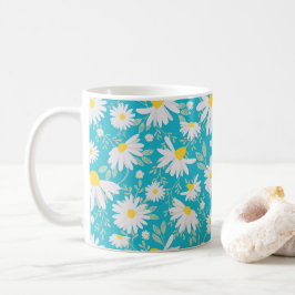 Taza De Café Daisies de primavera - Azul brillante