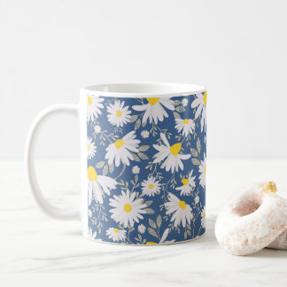 Taza De Café Daisies de primavera - Azul oscuro