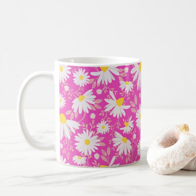 Taza De Café Daisies de primavera-rosado (Con donut)