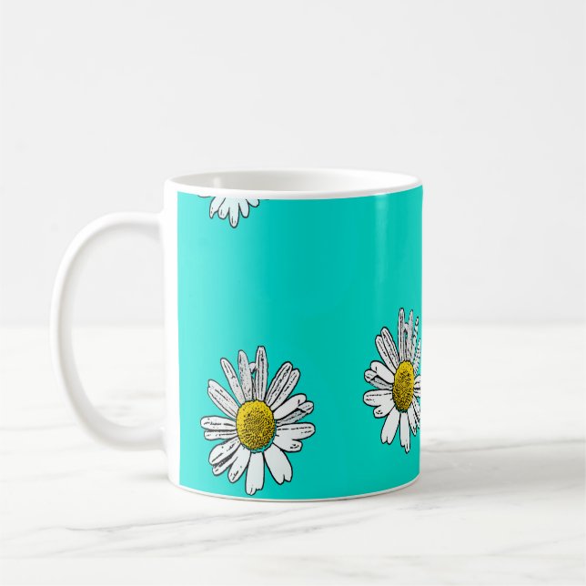 Taza De Café Daisies dibujado (Izquierda)