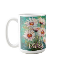 Daisies Floral Impresionista Teal Personalizado