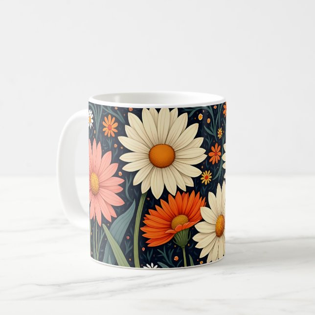 Taza De Café Daisies pintados de colores (Anverso izquierdo)