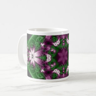 Taza De Café Daisies Púrpura y verde de la pintura fractal