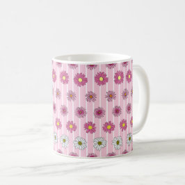 Taza De Café Daisies rosados y blancos flor silvestre Whimsy