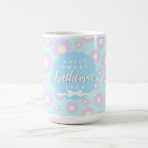 Taza De Café Daisy Baby Pastel Azul Rosa Amarillo